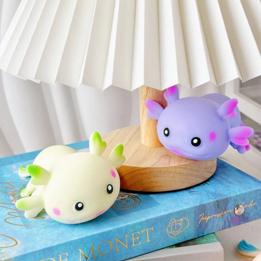Cute Salamander Squeeze Toys Creative Stress-Relieving Cartoon Axolotls Fidget Squishies Mochi Figet Venting Peculiar Gifts