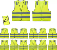 10X Chalecos Reflectantes De Trabajo Seguridad Para Hombre Mujer Con Bolsillos