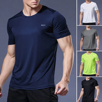 Men Fitness Gym T-Shirt Quick Dry Sport Running Shirts Man Short Sleeve Bodybuilding Top Training Football Jersey Man Sportswear