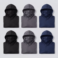 6-Piece Set Men'S Outdoor Work Sun Protection Clothing with Sun-Blocking Hoodie, Featuring Built-In Face Mask and Neck Guard, Breathable Long-Sleeve Hoodie,Back to School,Back to School Shopping