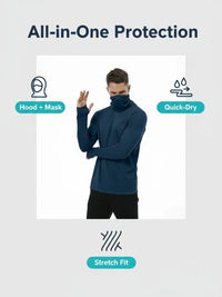 HOVSIYLA 6 Pack Mens Sun Protection Fishing Hoodie with Face Mask Long Sleeve Compression Work Shirt Construction Quick Dry,Travel Essentials,Camping Essentials