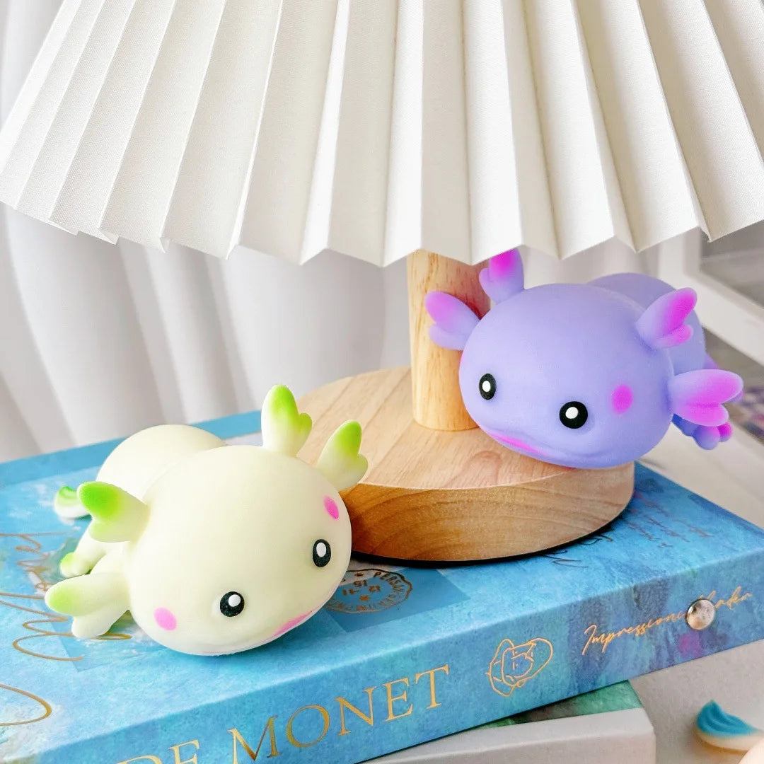 Cute Salamander Squeeze Toys Creative Stress-Relieving Cartoon Axolotls Fidget Squishies Mochi Figet Venting Peculiar Gifts