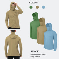 3/6 Pack Men'S Casual Hoodie Pullovers Multicolored Long Sleeve Lightweight Sun Protection Soft Breathable Quick Drying Hoodies with Mask Comfort Multi-Occasion Wear Menswear Set Stylish Tops Workwear with Face Mask Summerwins Fathers Day Gift Ideas Sum