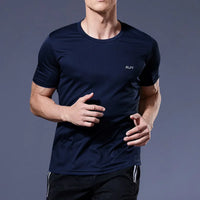 Men Fitness Gym T-Shirt Quick Dry Sport Running Shirts Man Short Sleeve Bodybuilding Top Training Football Jersey Man Sportswear