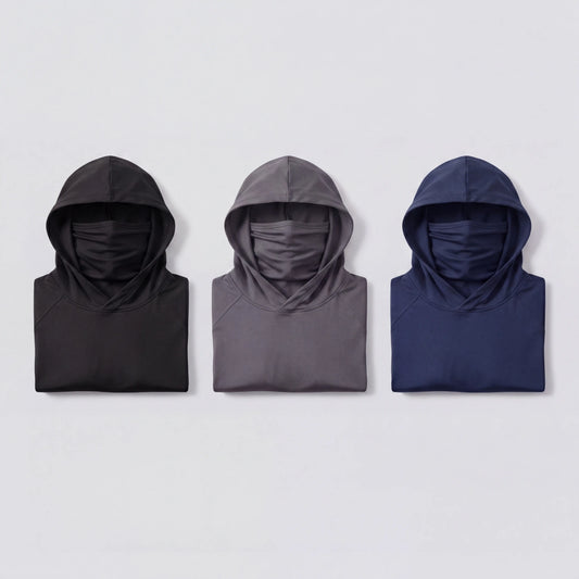 6-Piece Set Men'S Outdoor Work Sun Protection Clothing with Sun-Blocking Hoodie, Featuring Built-In Face Mask and Neck Guard, Breathable Long-Sleeve Hoodie,Back to School,Back to School Shopping