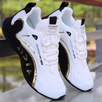 Fashion Colorblock Lace-Up Sneakers for Men Breathable Low-Top Dad Shoes Running Walking Sports Shoes