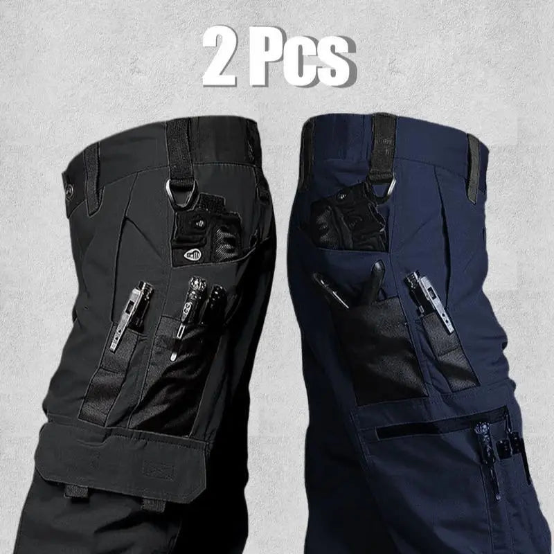 Men'S Durable Outdoor Training Pants, Men'S Multi-Pocket Work Pants, Men'S Solid Color and Printed Pocket Zipper Waterproof Tactical Cargo Pants without Belt, Regular Fit Sports Pocket Durable Autumn Pants. Casual Street Trousers