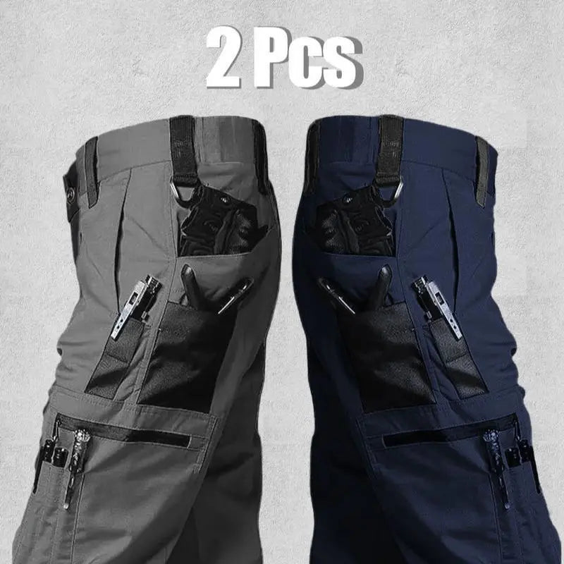 Men'S Durable Outdoor Training Pants, Men'S Multi-Pocket Work Pants, Men'S Solid Color and Printed Pocket Zipper Waterproof Tactical Cargo Pants without Belt, Regular Fit Sports Pocket Durable Autumn Pants. Casual Street Trousers