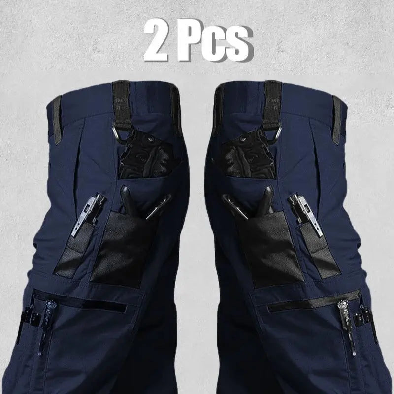 Men'S Durable Outdoor Training Pants, Men'S Multi-Pocket Work Pants, Men'S Solid Color and Printed Pocket Zipper Waterproof Tactical Cargo Pants without Belt, Regular Fit Sports Pocket Durable Autumn Pants. Casual Street Trousers