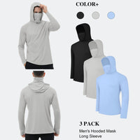 3/6 Pack Men'S Casual Hoodie Pullovers Multicolored Long Sleeve Lightweight Sun Protection Soft Breathable Quick Drying Hoodies with Mask Comfort Multi-Occasion Wear Menswear Set Stylish Tops Workwear with Face Mask Summerwins Fathers Day Gift Ideas Sum