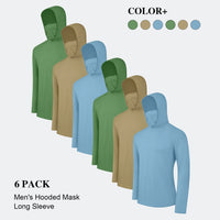 3/6 Pack Men'S Casual Hoodie Pullovers Multicolored Long Sleeve Lightweight Sun Protection Soft Breathable Quick Drying Hoodies with Mask Comfort Multi-Occasion Wear Menswear Set Stylish Tops Workwear with Face Mask Summerwins Fathers Day Gift Ideas Sum