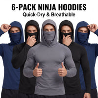 6-Piece Set Men'S Outdoor Work Sun Protection Clothing with Sun-Blocking Hoodie, Featuring Built-In Face Mask and Neck Guard, Breathable Long-Sleeve Hoodie,Back to School,Back to School Shopping
