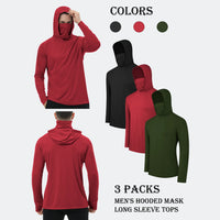 3/6 Pack Men'S Casual Hoodie Pullovers Multicolored Long Sleeve Lightweight Sun Protection Soft Breathable Quick Drying Hoodies with Mask Comfort Multi-Occasion Wear Menswear Set Stylish Tops Workwear with Face Mask Summerwins Fathers Day Gift Ideas Sum